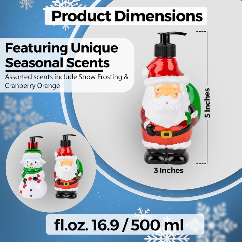 simple pleasures Snowman & Santa 2 Pack: Cranberry Orange Scented Decorative Refillable Soap Dispensers for Kitchen Countertops and Bathroom Sinks - Image 2